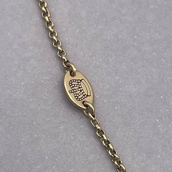 Juicy Couture Peace Sign Pendant Necklace Gold Silver Tone 16 to 18.5 - Picture 4 of 6